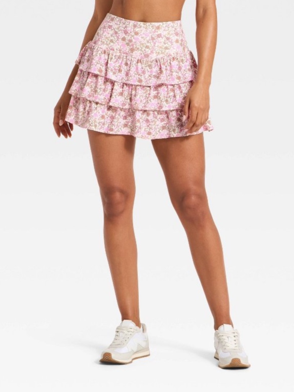 NWT JoyLab Pink Floral Tiered Ruffle Mini Skirt